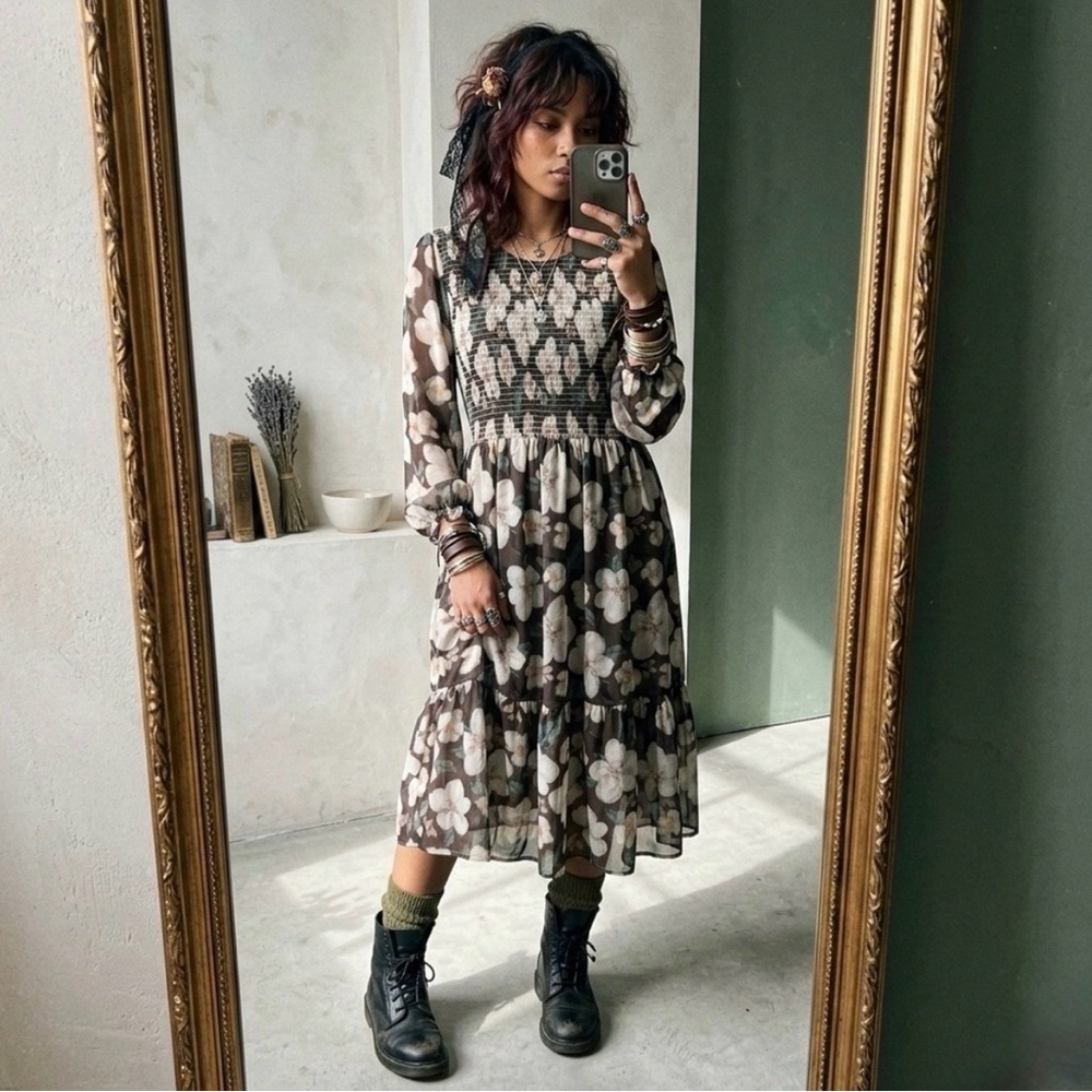 Mad About Style for The Jilly Box Part-Sheer Long Sleeve Floral Maxi-Dress